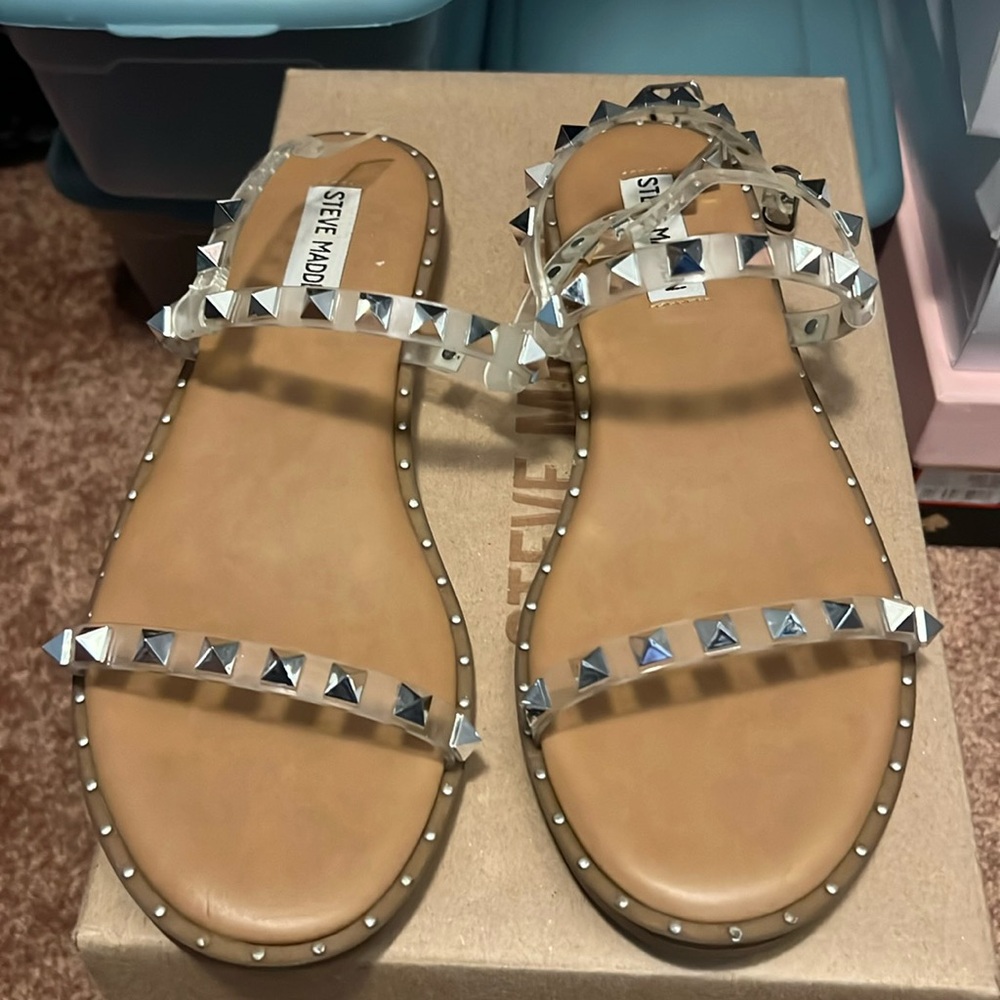 Clear studded sandals